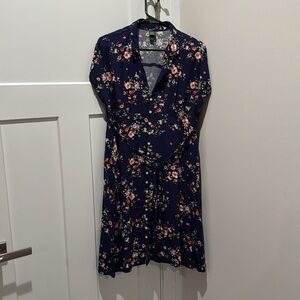 Floral blue dress retro style
